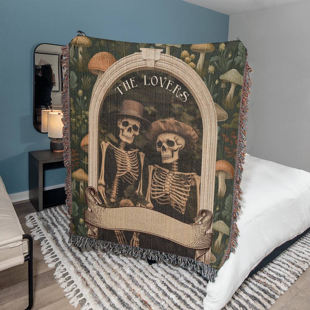 The Lovers Couple Skeleton Woven Blanket