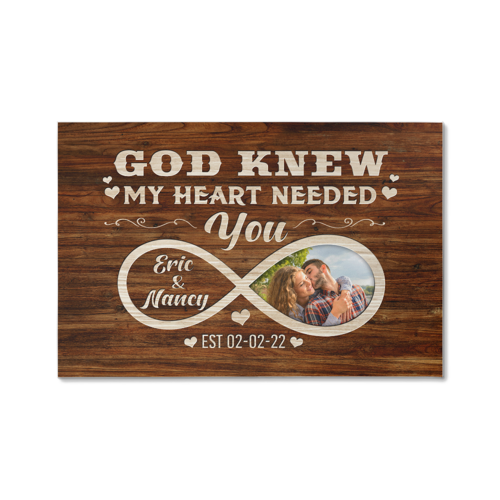 Personalized God Knew My Heart Needed You Gallery Wrapped Canvas With Photo (3:2)
