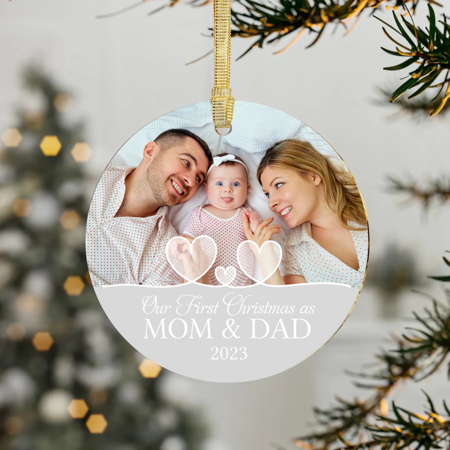(Photo Inserted) Our First Christmas As Mom and Dad Acrylic Ornament