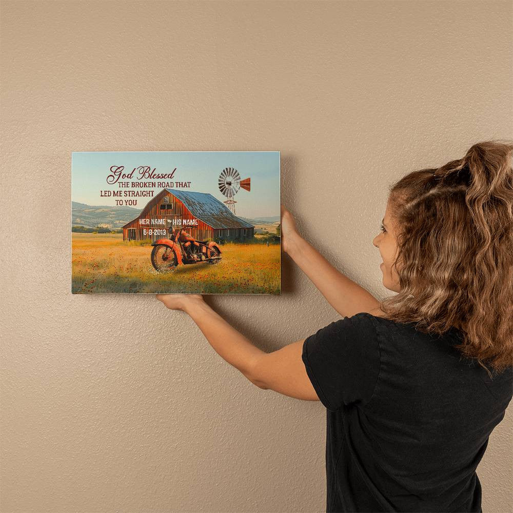 God Blessed The Broken Road That Led Me Straight To You Canvas Wall Art - Style 6