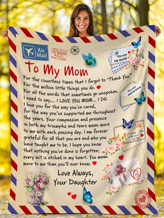 Letter to Mom From Daughter Fleece Blanket