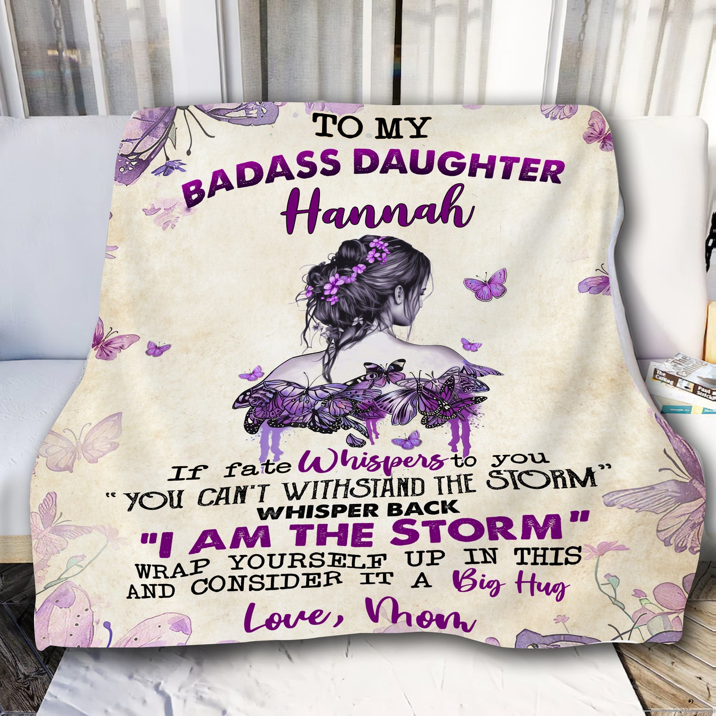 To My Badass Daughter Inspirational Blanket From Dad - I Am The Storm