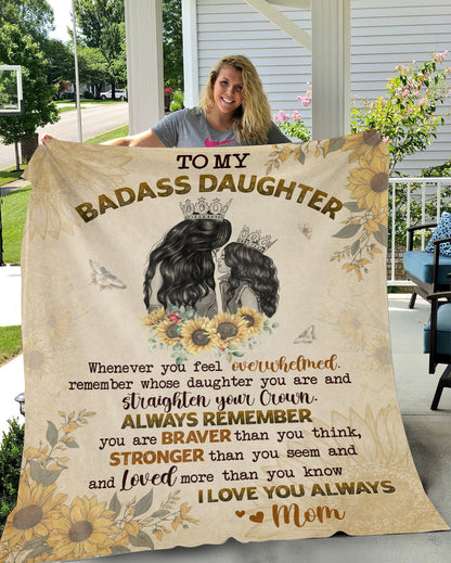 Badass Daughter From Mom Fleece Blanket