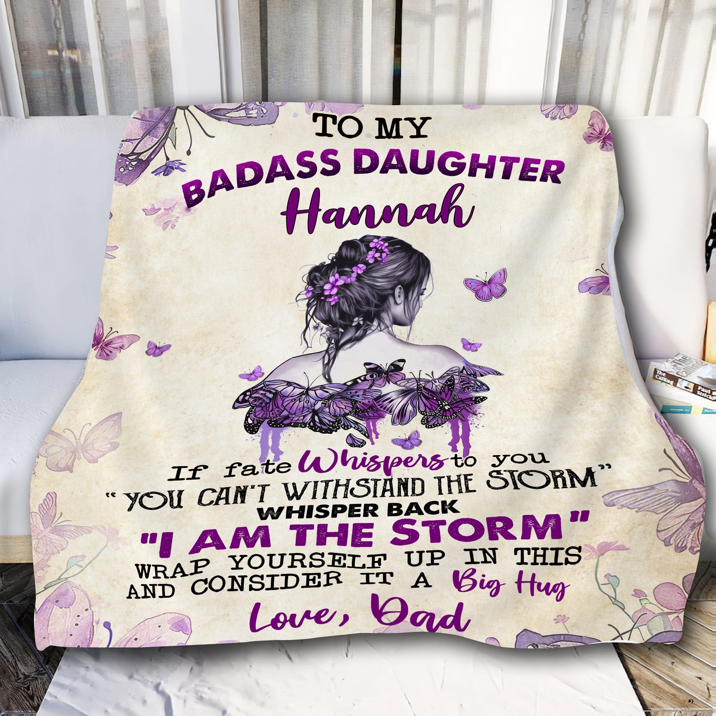 Personalized To My Badass Daughter Inspirational Blanket - I am The Storm