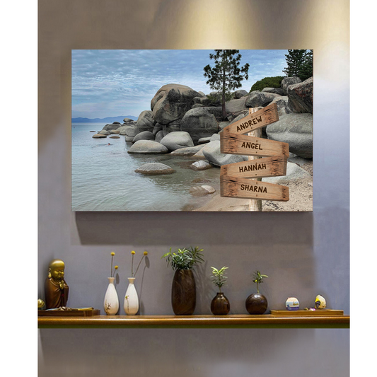 Chimney Beach Multi Names Premium Canvas