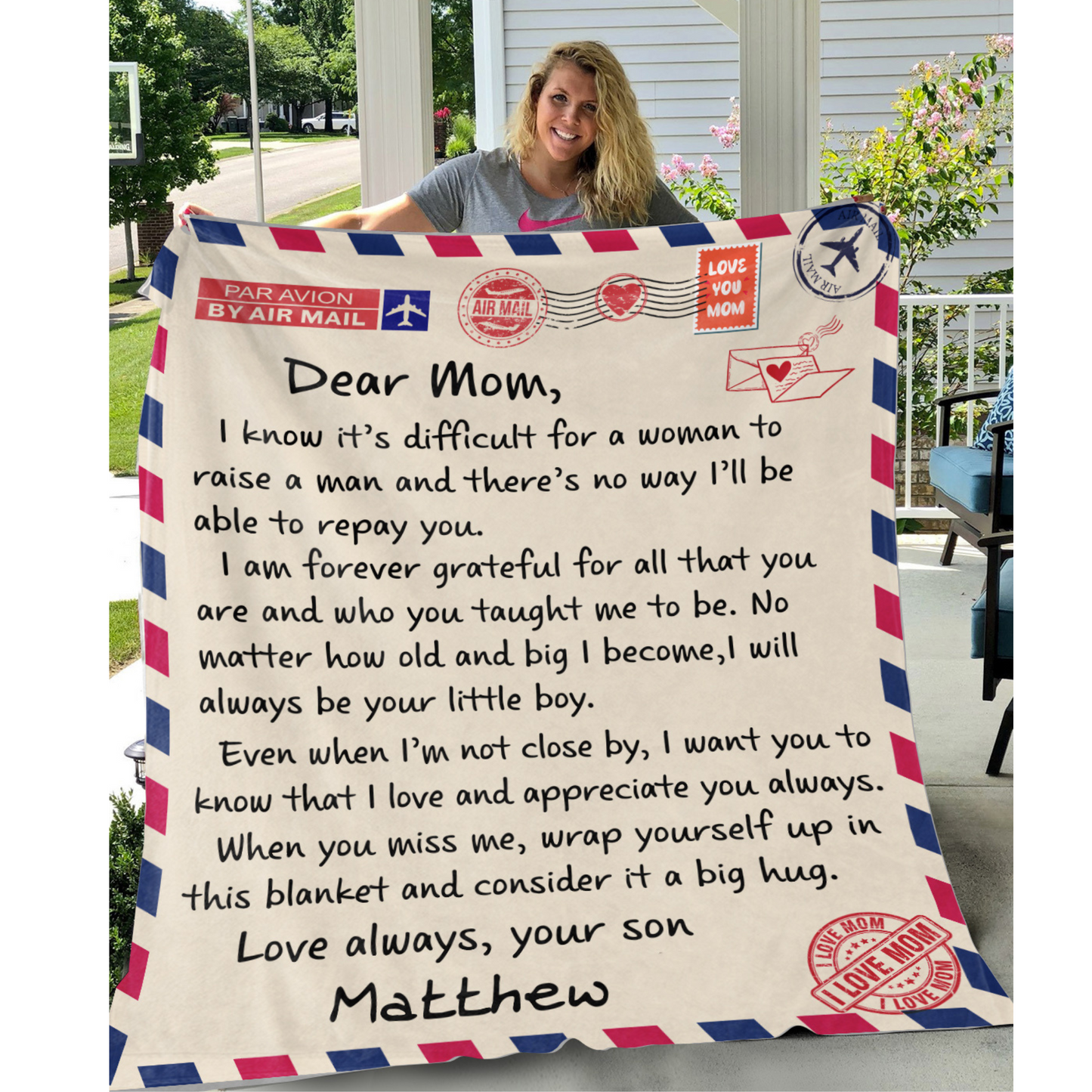 Dear Mom Letter From Son Blanket Personalized - Birthday, Christmas, Mother's Day Gifts