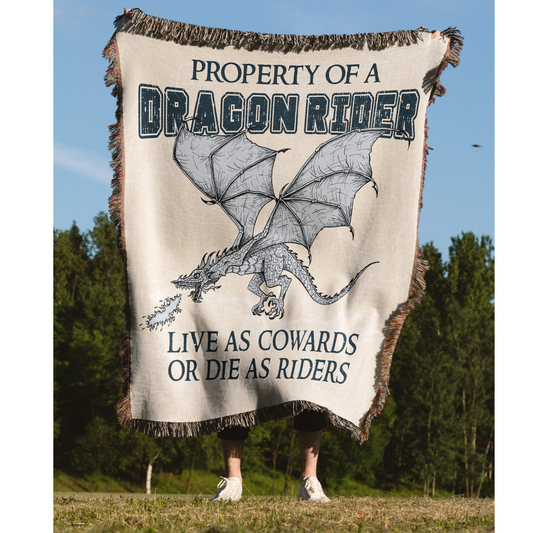 Dragon Rider Fantasy-Inspired Woven Blanket for Book Lovers