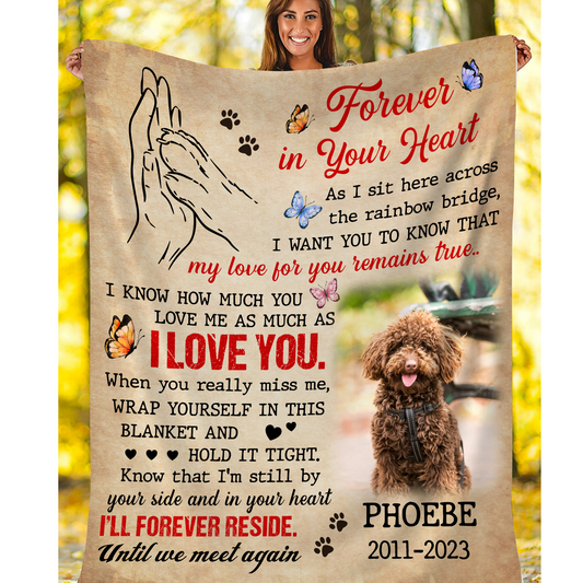 Forever In Your Heart - Personalized Dog Memorial Blanket