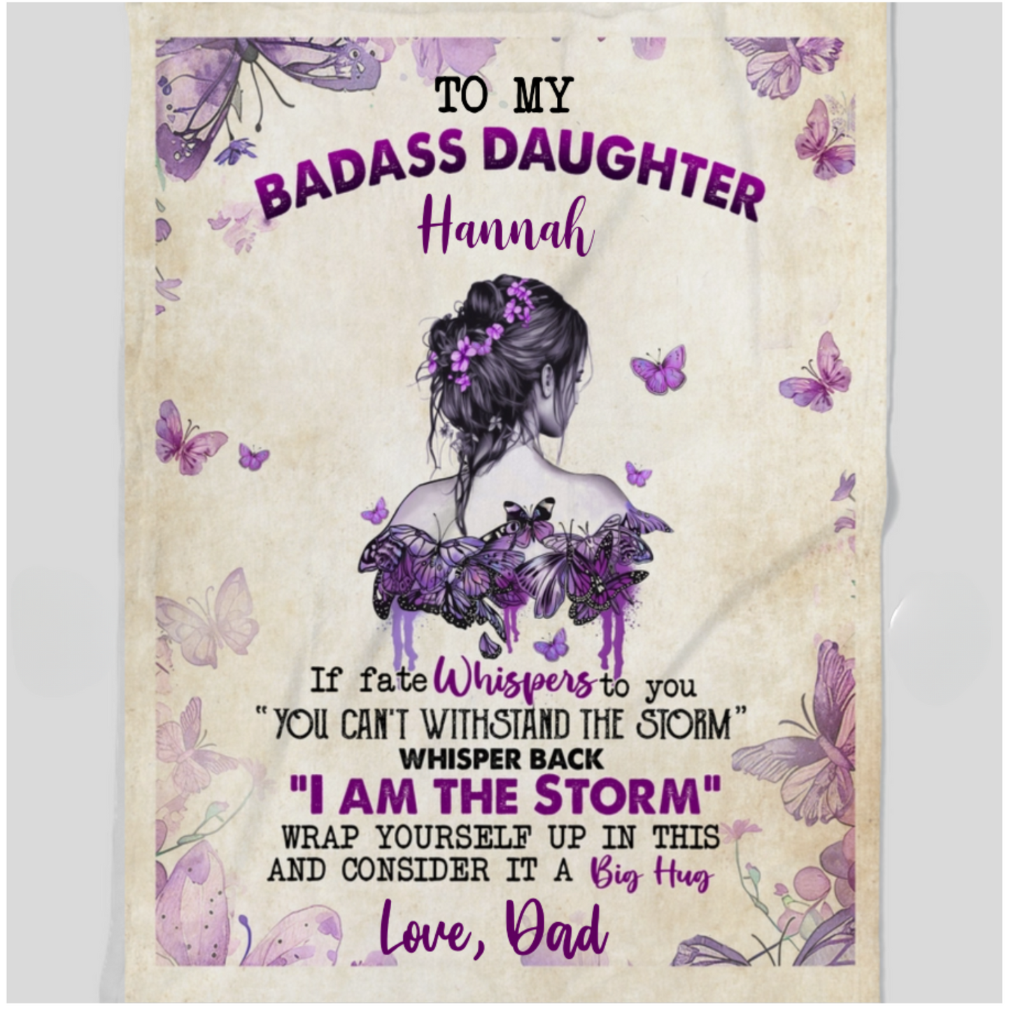 Personalized To My Badass Daughter Inspirational Blanket - I am The Storm