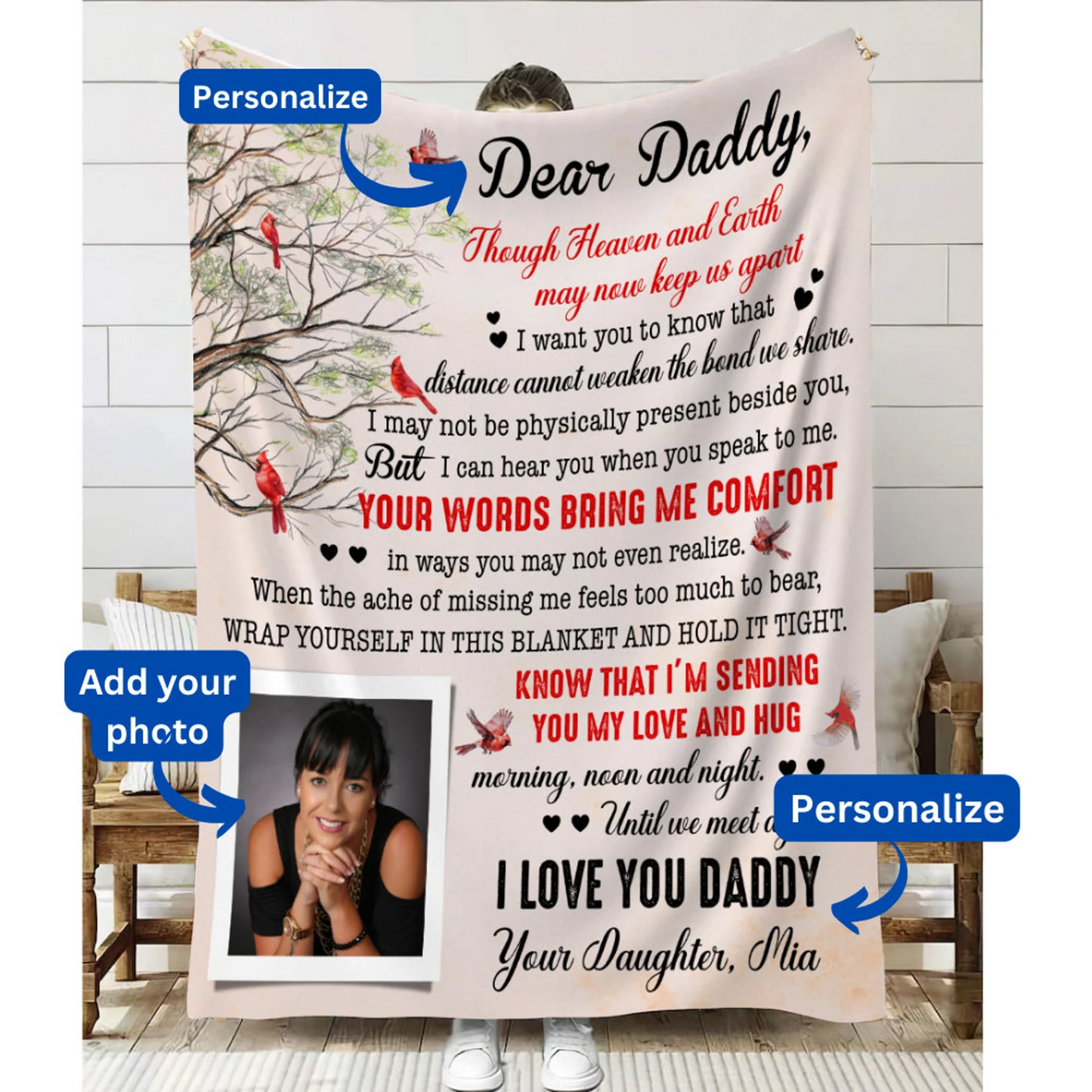 I'm Sending You My Love From Heaven - Personalized Daughter Memorial Blanket