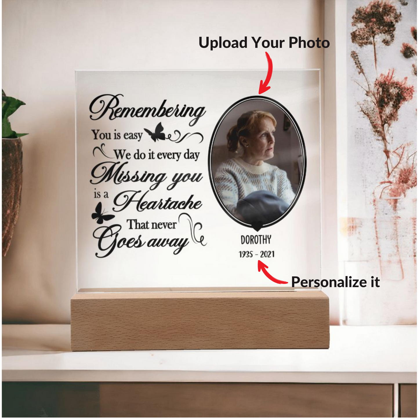 Missing You Is A Heartache That Never Goes Away - Personalized Acrylic Plaque - Remembrance Gift