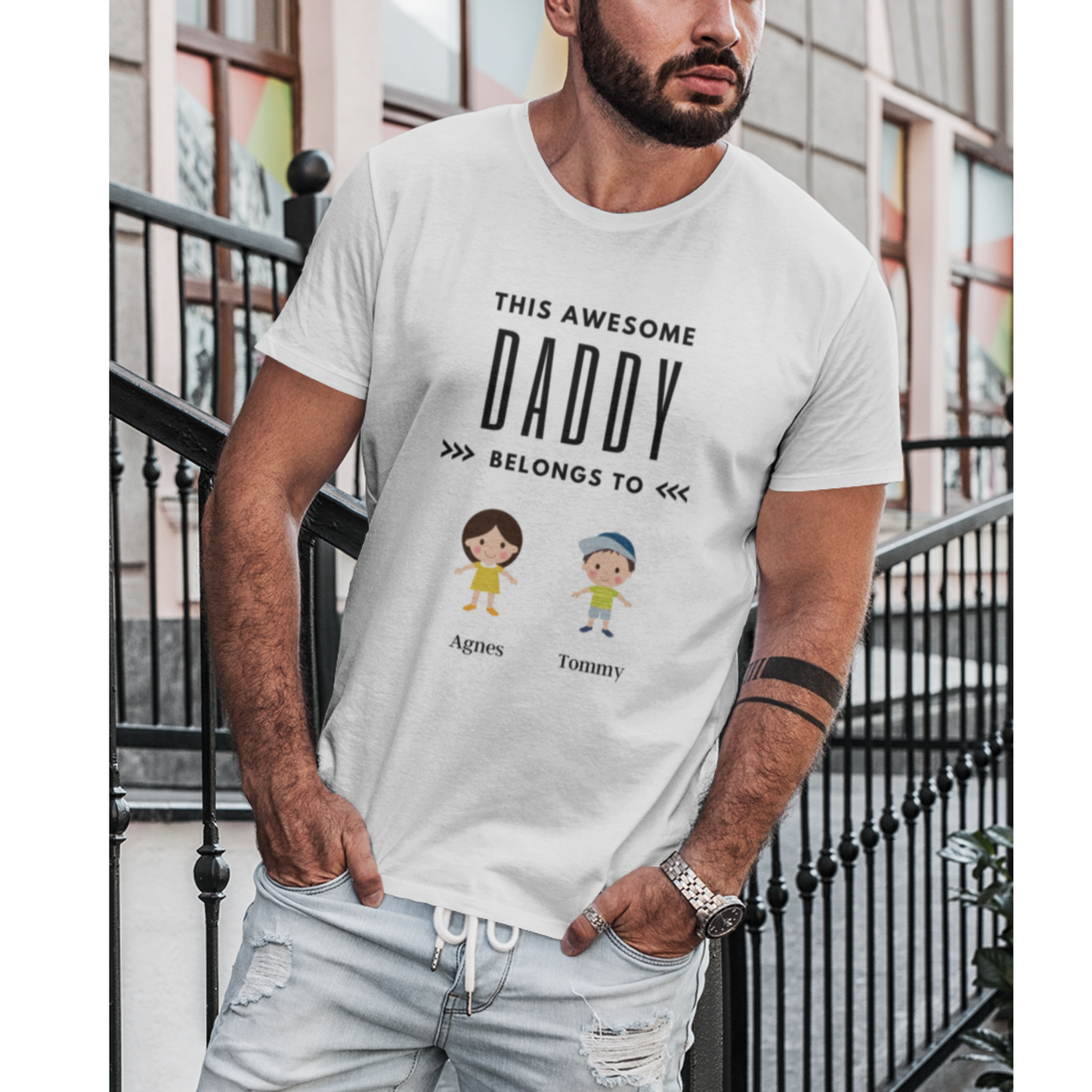 Personalized This Awesome Daddy Belongs To Cute Kids Tshirt - Great Father's Day Gift, Christmas or Just Because