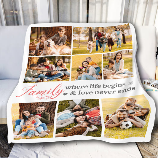 8 Family Photo Collage -  Premium Mink Sherpa Blanket 50×60