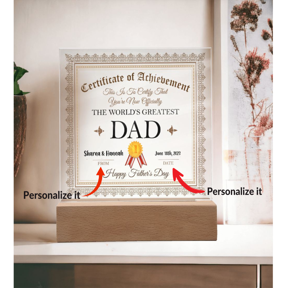 World's Greatest Dad Certificate - Great Father's Day Gift