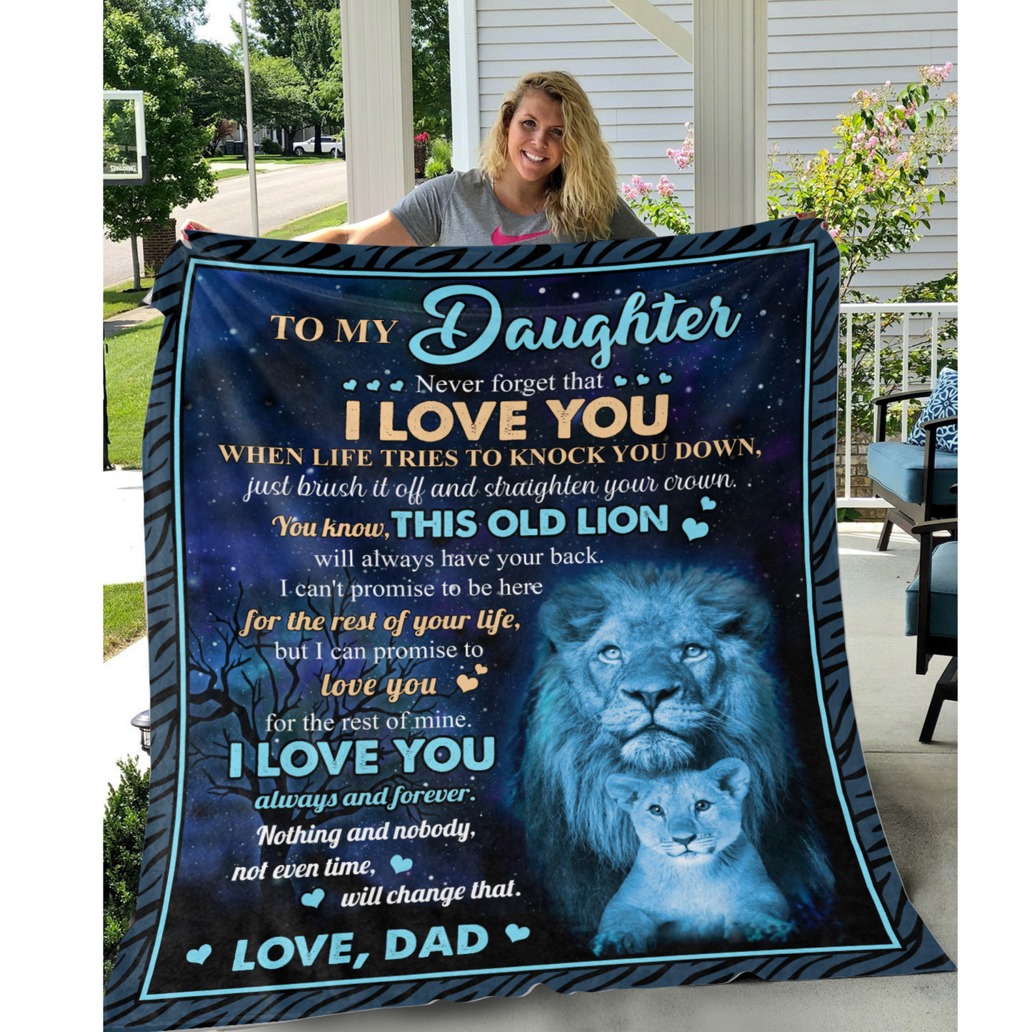 To My Daughter - This Old Lion Will Always Have You're Back Fleece Blanket