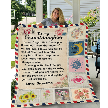 To My Granddaughter Letter Throw Blanket From Grandma