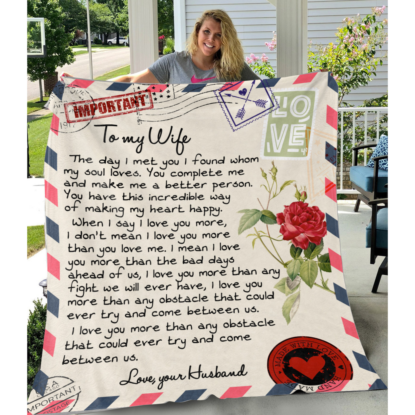 To My Wife: A Love Letter Blanket Filled From Husband