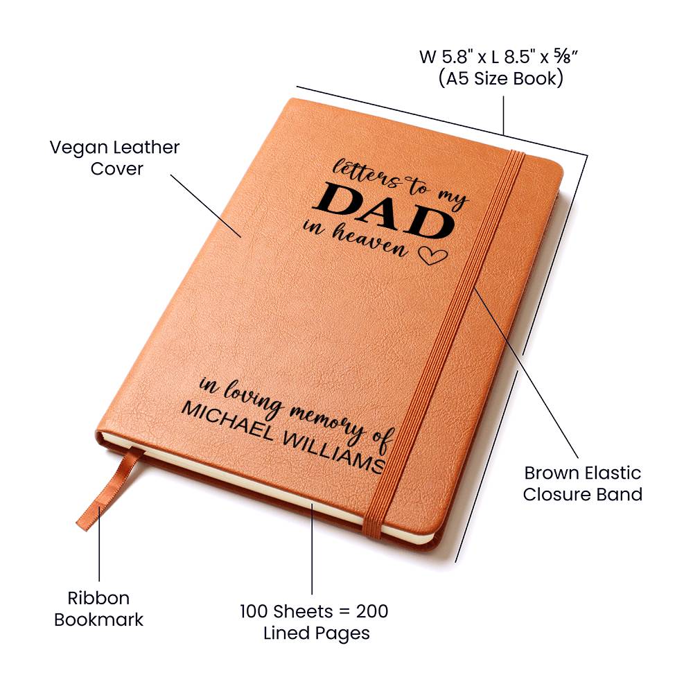 Memorial Gift for Loss of Father Personalized - Letters To Dad In Heaven Grieving Journal