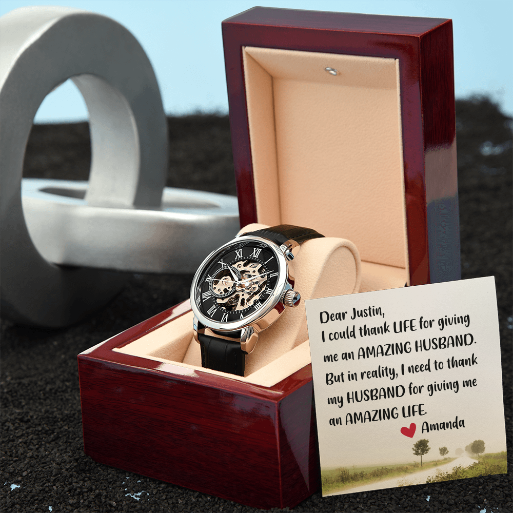 Men's Openwork Watch With Custom Message