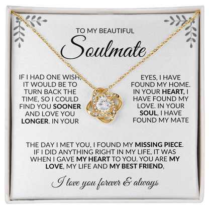 To My Soulmate Love Knot Necklace - I Love You Forever & Always