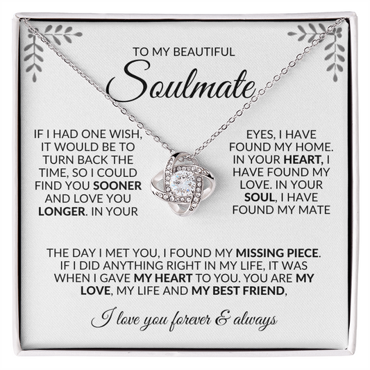 To My Soulmate Love Knot Necklace - I Love You Forever & Always