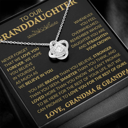 Heartfelt Necklace for Granddaughter from Grandma & Grandpa – 'Never Forget That We Love You Forever'