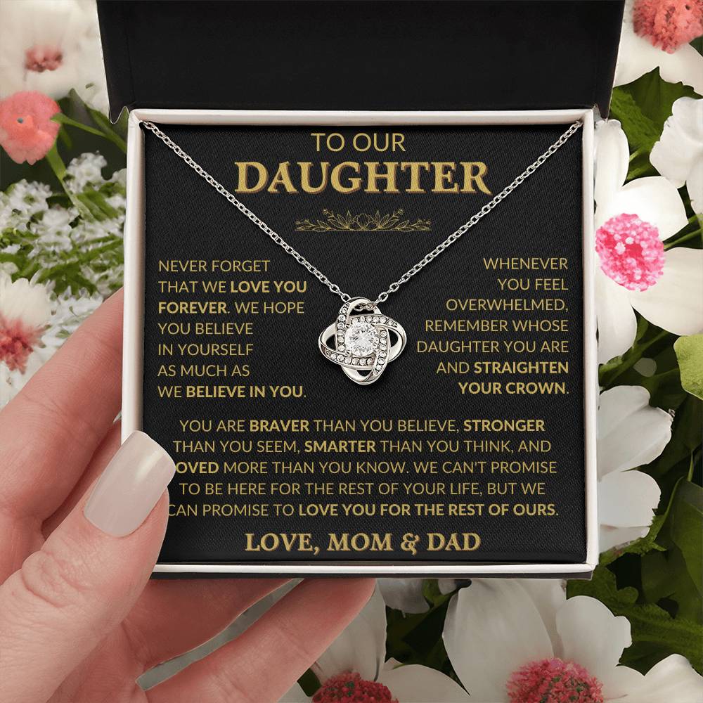 Heartfelt Necklace for Daughter from Mom & Dad – 'Never Forget That We Love You Forever'