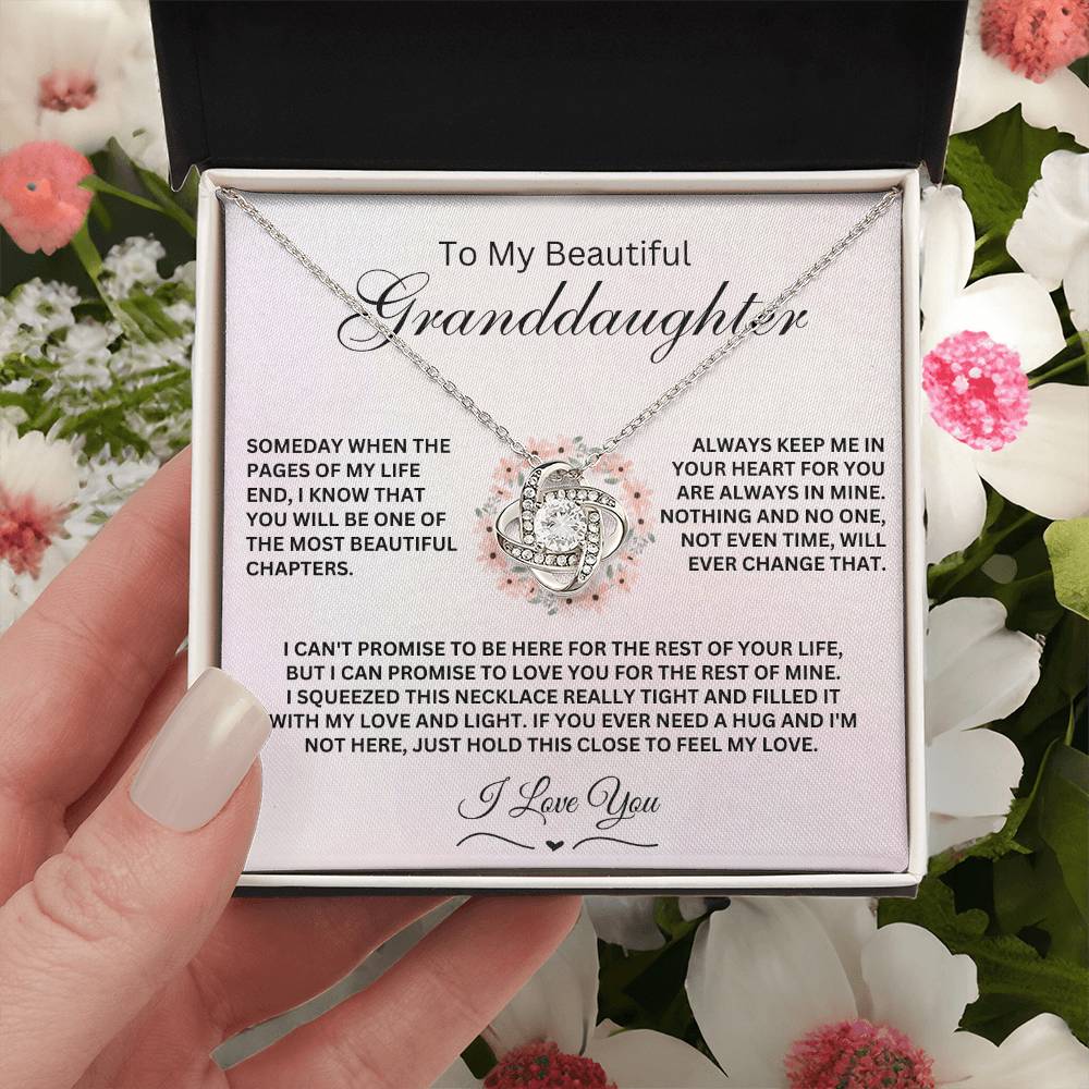 Heartfelt Necklace for Granddaughter 'When The Pages Of My Life End'