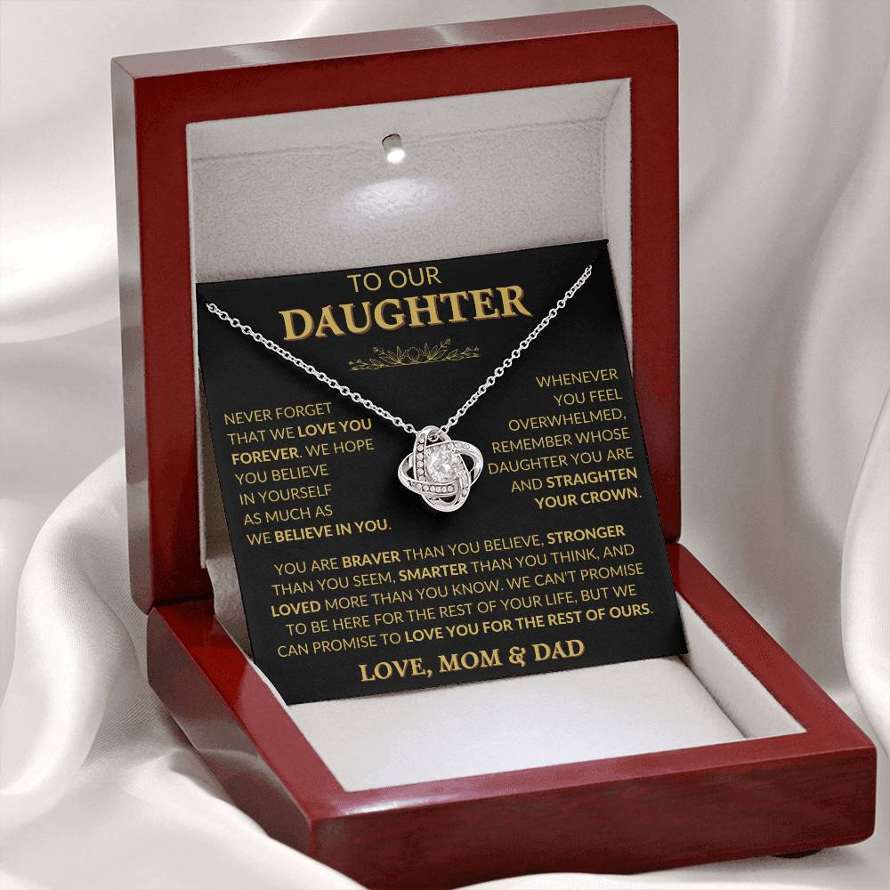 Heartfelt Necklace for Daughter from Mom & Dad – 'Never Forget That We Love You Forever'