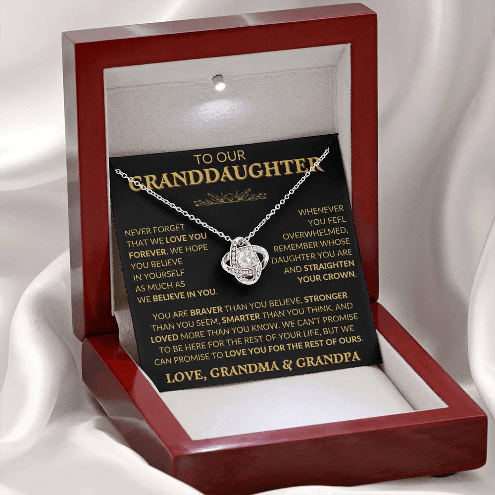 Heartfelt Necklace for Granddaughter from Grandma & Grandpa – 'Never Forget That We Love You Forever'