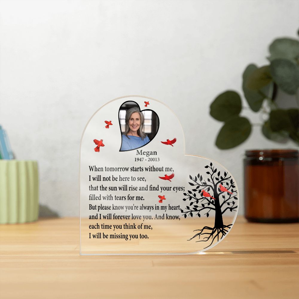 Personalized Memorial Gift With Photo - I Will Missing You Too - Acrylic Heart Plaque