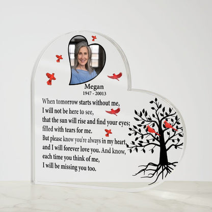 Personalized Memorial Gift With Photo - I Will Missing You Too - Acrylic Heart Plaque