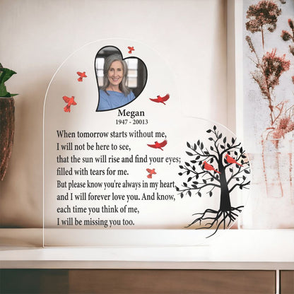 Personalized Memorial Gift With Photo - I Will Missing You Too - Acrylic Heart Plaque