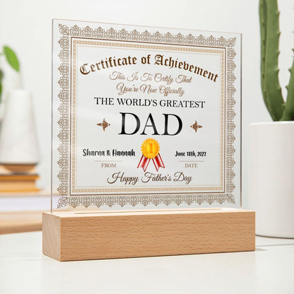 World's Greatest Dad Certificate - Great Father's Day Gift