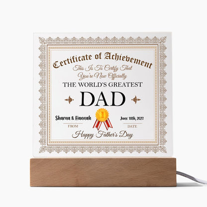 World's Greatest Dad Certificate - Great Father's Day Gift