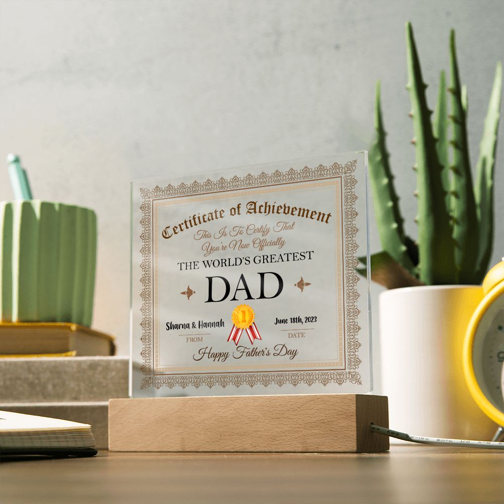 World's Greatest Dad Certificate - Great Father's Day Gift