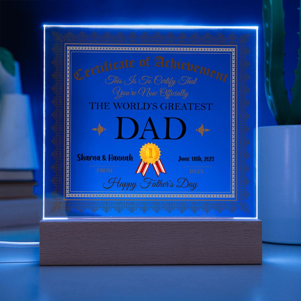 World's Greatest Dad Certificate - Great Father's Day Gift