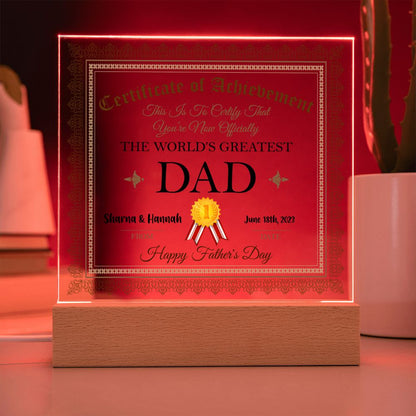 World's Greatest Dad Certificate - Great Father's Day Gift