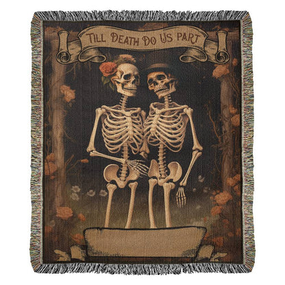 Till Death Do Us Part Skeleton Couple Woven Blanket