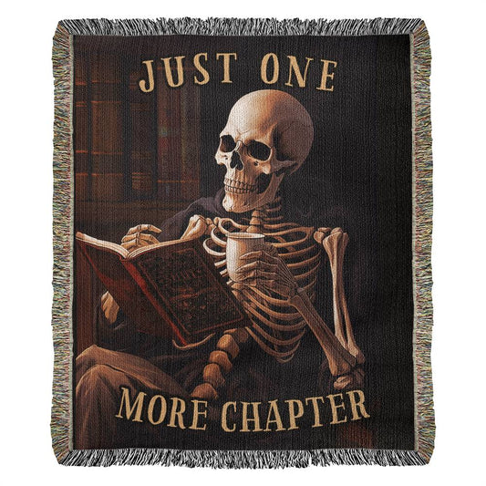 Just One More Chapter Skeleton Woven Throw Blanket