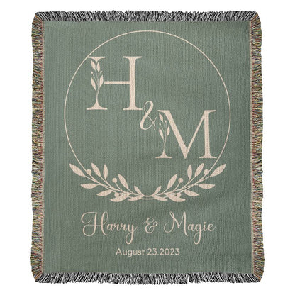 Personalized Initial Wedding GIft Woven Blanket Harry and Magie