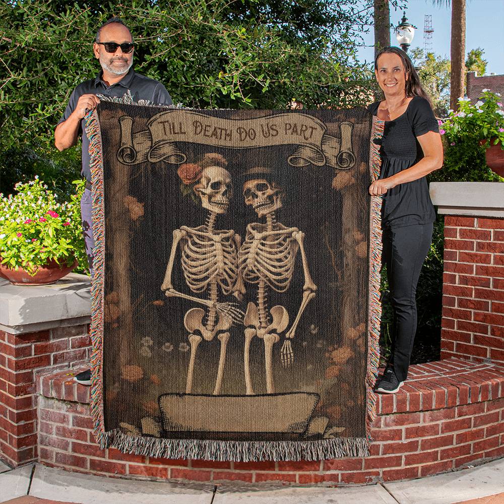 Till Death Do Us Part Skeleton Couple Woven Blanket