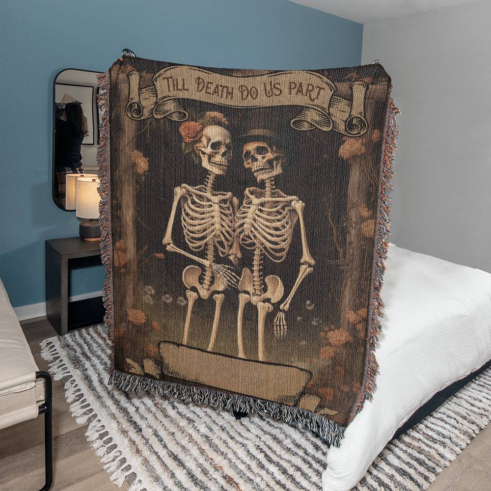 Till Death Do Us Part Skeleton Couple Woven Blanket