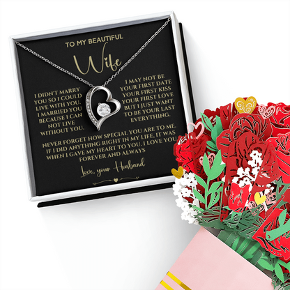 Forever Love Necklace & Sweetest Devotion Bouquet Bundle: A Heartfelt Gift for My Wife