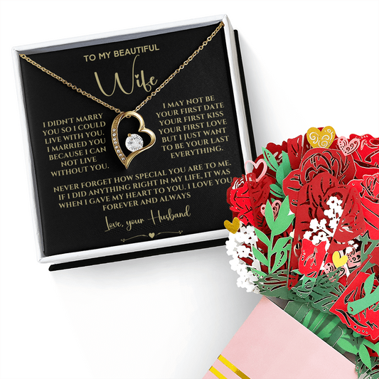 Forever Love Necklace & Sweetest Devotion Bouquet Bundle: A Heartfelt Gift for My Wife