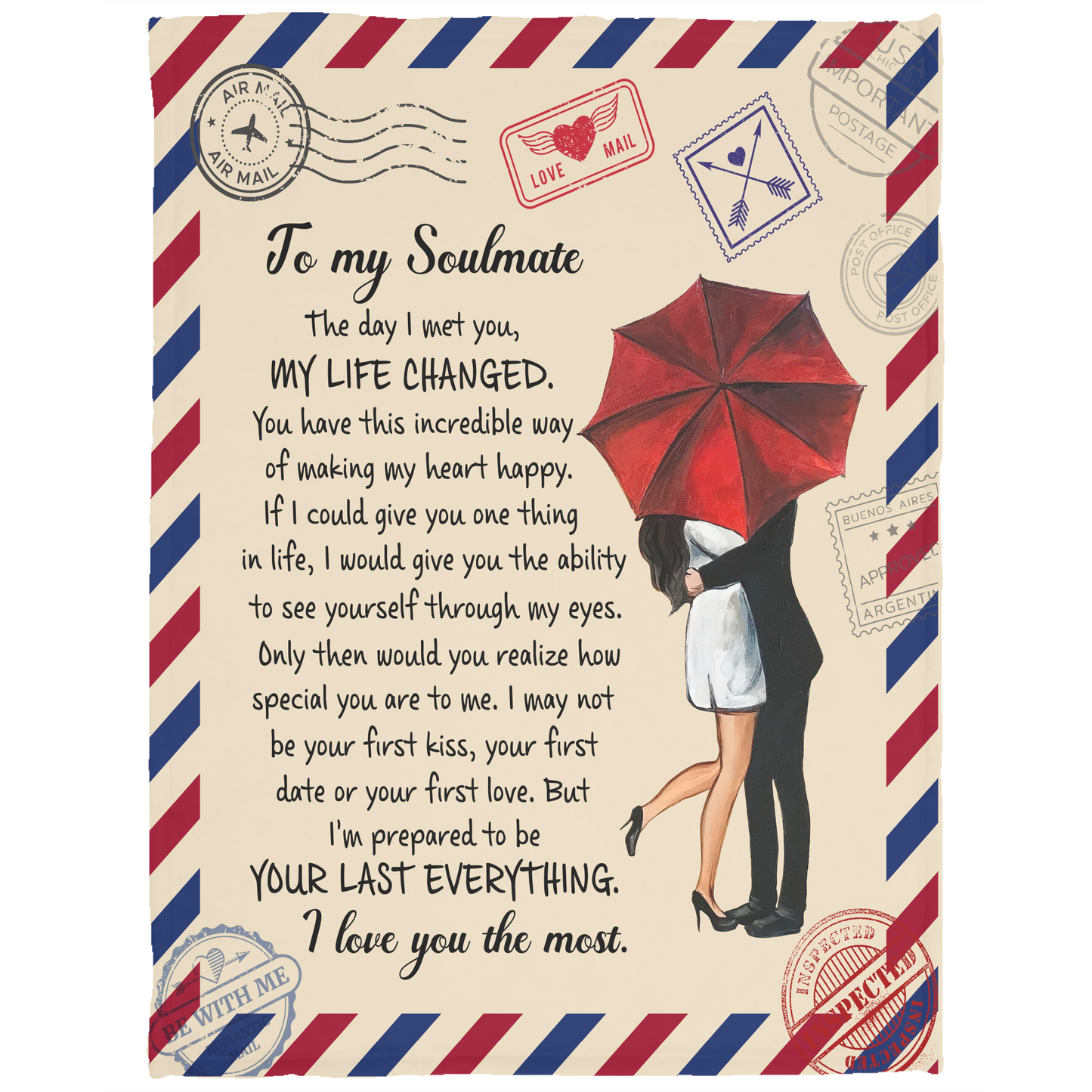 To My Soulmate Love Letter Blanket - Your Last Everything, Always