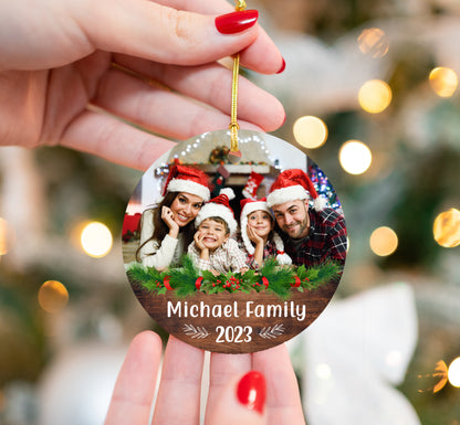 (Photo Inserted) Family Photo Christmas Ornament