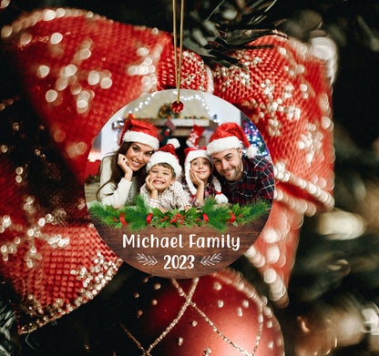 (Photo Inserted) Family Photo Christmas Ornament