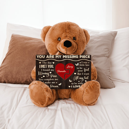 Personalized 'You Are My Missing Piece' Teddy Bear – Customizable with Your Names