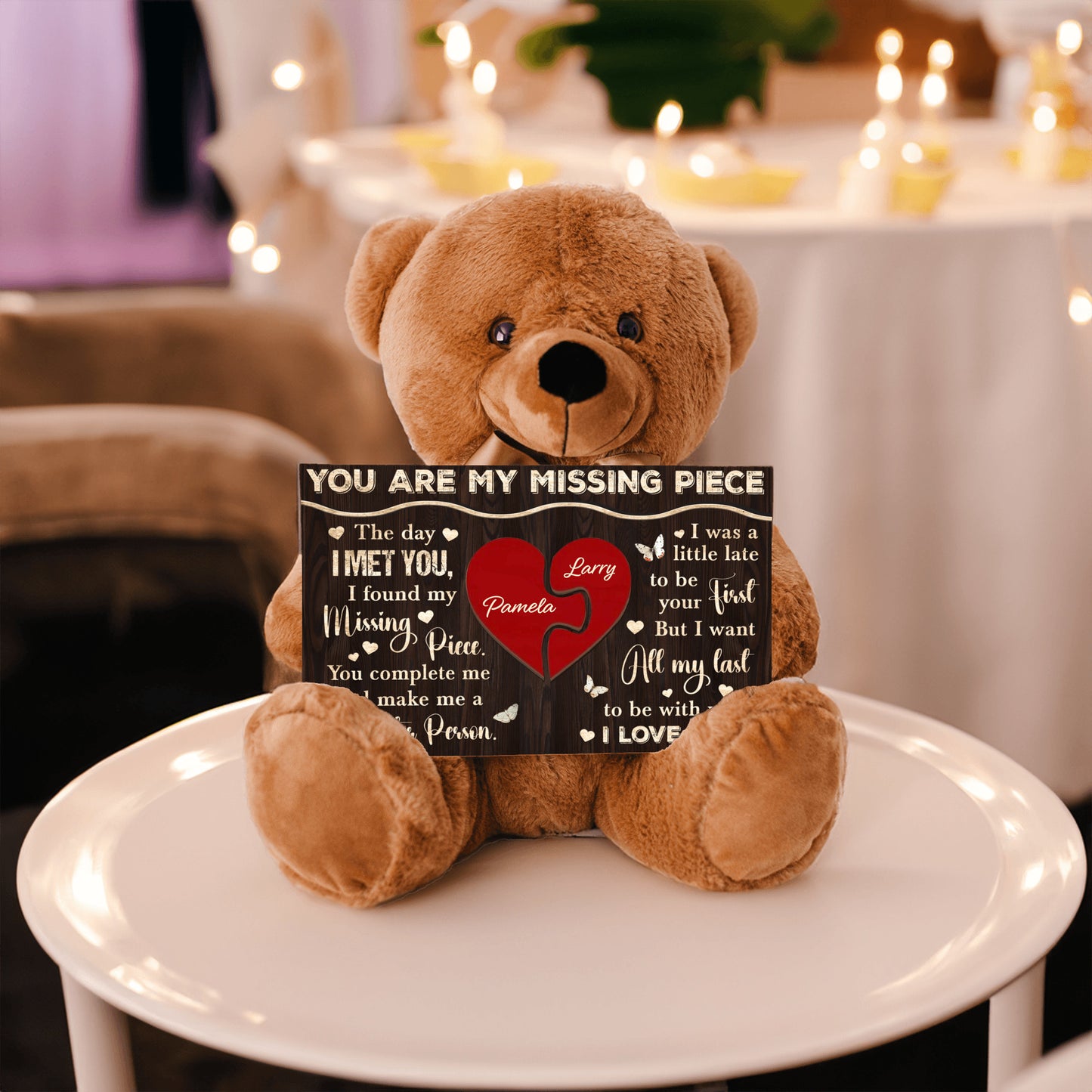 Personalized 'You Are My Missing Piece' Teddy Bear – Customizable with Your Names